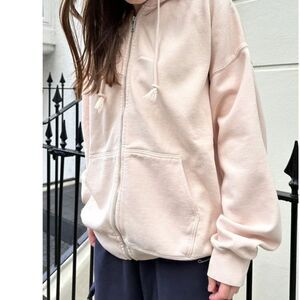 Brandy Melville S,M Christy Hoodie sweater full zipper light pink hoodie fleece